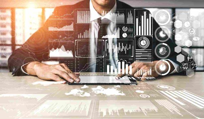 Accountant at work with reporting Accounting reporting digitalisation